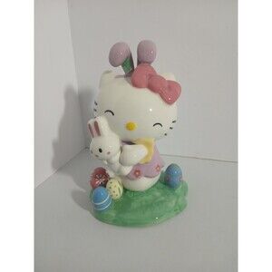 Blue Sky Clayworks Hello Kitty Easter Purple Floral Dress With Bunny Figurine